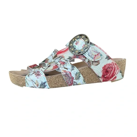 NWOT L’Artiste 40/9 Spring Step Floral Sandals Cork Platform Boho